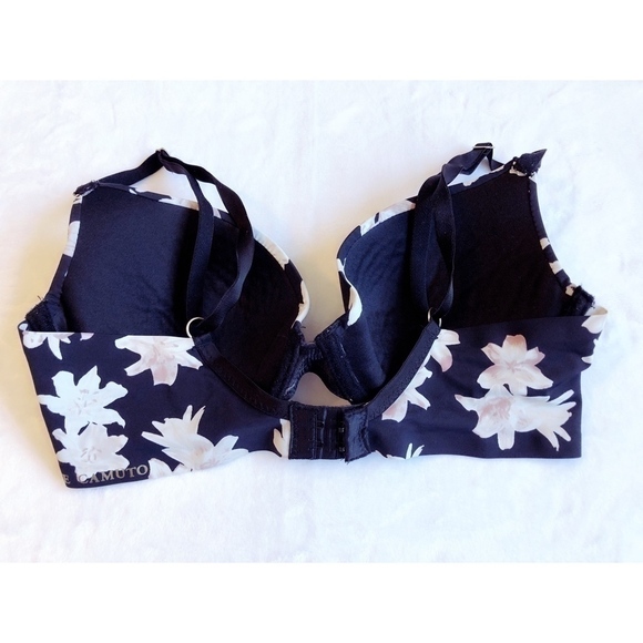 Black Flowered Padded Bra, Sz 34C - Picture 4 of 5